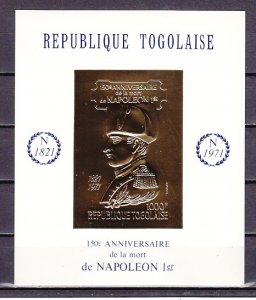 Togo, Scott cat. 780 B. Napoleon Bonaparte Gold Foil s/sheet. ^