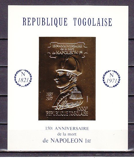 Togo, Scott cat. 780B. Napoleon Bonaparte GOLD FOIL s/sheet. ^