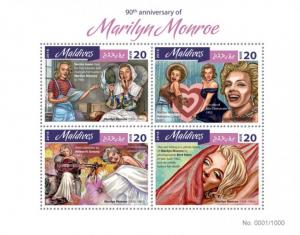 MALDIVES 2016 SHEET MARILYN MONROE mld16403a