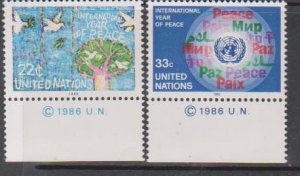 United Nations 475-6 1986 Peace cpl MNH