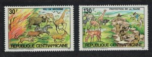 Central African Rep. Giraffe Elephant Rhino Lions Nature Protection 2v 1984