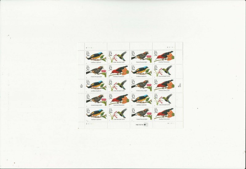 US Stamps/Sheet/Postage Sct #3225a Tropical Birds MNH F-VF OG  FV $6.40