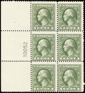 536, Mint 1¢ F/VF NH Plate Block of Six Stamps Cat $400.00 - Stuart Katz