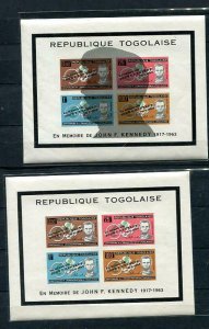 Togo 1964  2 Imperf Souvenir Sheets Overprint in memory of J.F.Kennedy MNH 8052