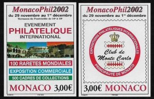 2002 Monaco 2629-2630b International Exhibition of Stamps MonacoPhil
