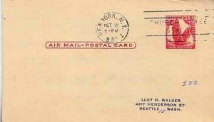 United States, Government Postal Card, Airmail, New York, Birds