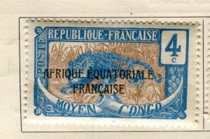 FRENCH COLONIES; CONGO 1924 early Pictorial issue Mint hinged 4c. value