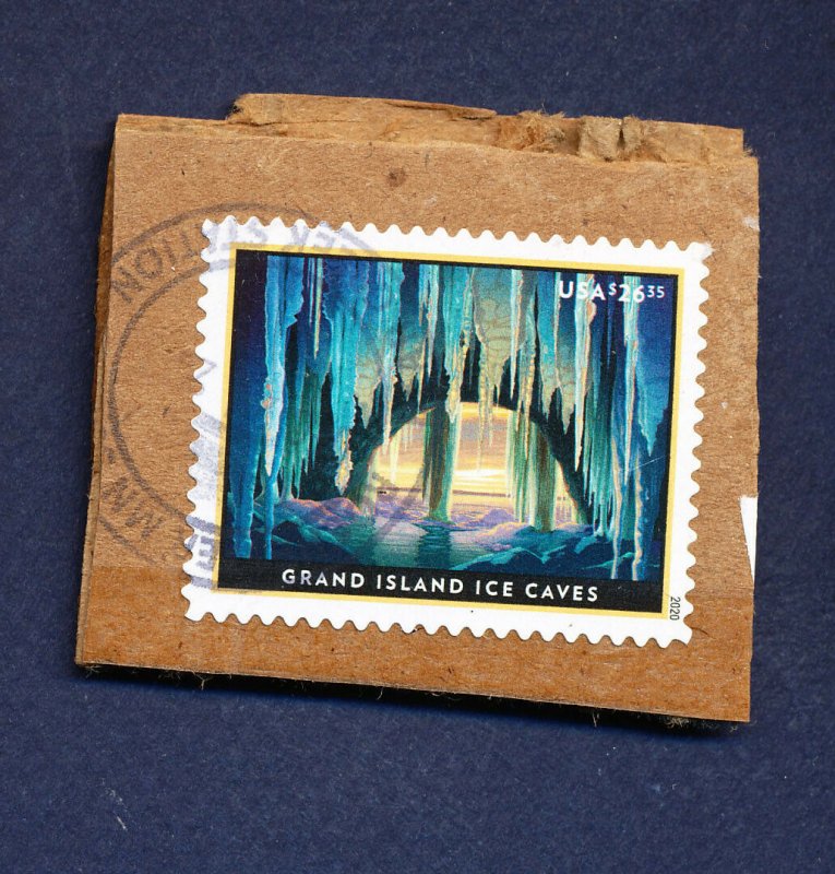 USA  5430 - FVF used on piece - $26.35 Grand Island Ice Caves Express Mail 2020