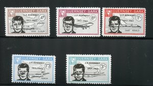 GREAT BRITAIN LOCAL GUENSEY-SARK SET OVPRINTED J.F. KENNEDY MINT NH