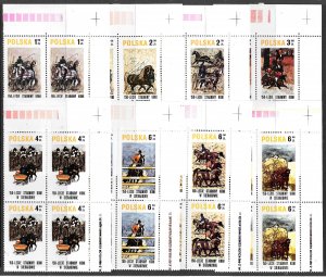 POLAND 1980 SIERAKOV HORSE STUD FARM Set BLOCKS of 4 Sc 2370-2377 MNH