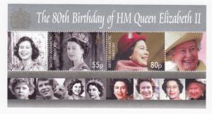 BRITISH ANTARCTIC TERRITORY # 373 MNH THE 80th BIRTHADY OF QE11 S/SHEET