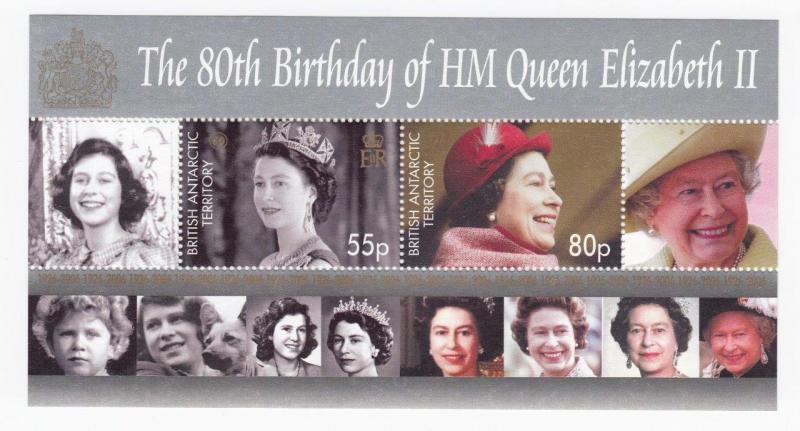 BRITISH ANTARCTIC TERRITORY # 373 MNH THE 80th BIRTHADY OF QE11 S/SHEET