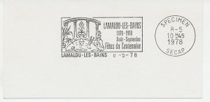 Specimen postmark card France 1978 Centennial celebrations Lamalou les Bains
