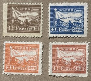 1949 China Locomotive Stamps, 4 value, Mint, Hinged and low Hinged, VF