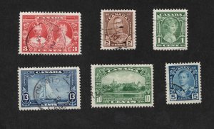 CANADA USED KING GEORGE V SILVER JUBILEE SET VF SCOTT # 211 - 216