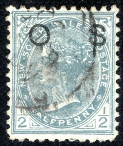 Australia States NSW QV OFFICIAL Stamp ½d *OS* Overprint Used YELLOW309