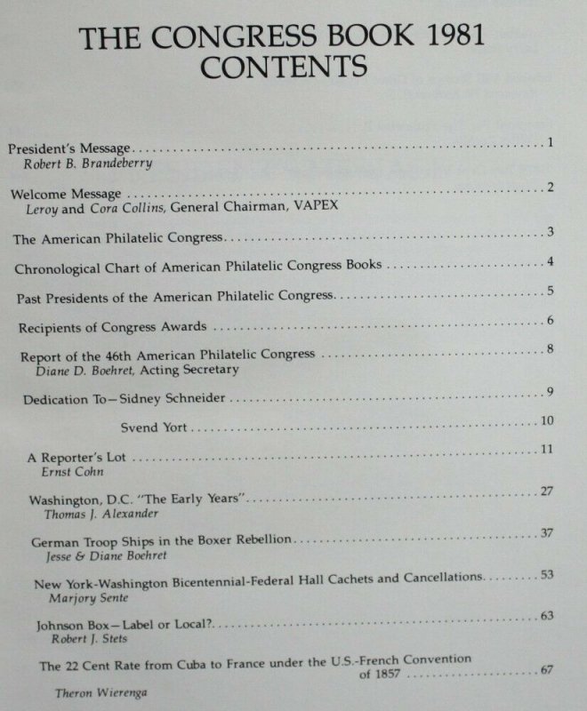 American Philatelic Congress Forty-Seventh Book 1981