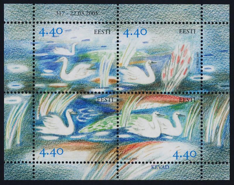 Estonia 508 MNH Spring, Swans