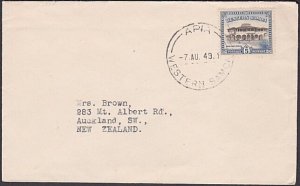 SAMOA 1949 5d on cover Apia to New Zealand.................................A2140