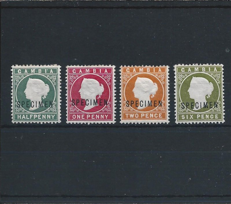 GAMBIA 1886-93 SPECIMEN SET OF FOUR MM SG 21s/23s/24s/32cs CAT £400