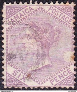 JAMAICA 1871 6d Mauve SG12 Used