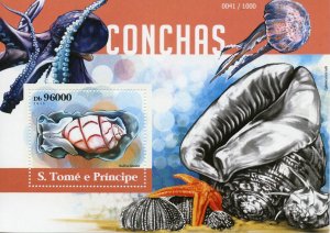 Sao Tome & Principe 2015 MNH Seashells 1v S/S Shells Marine