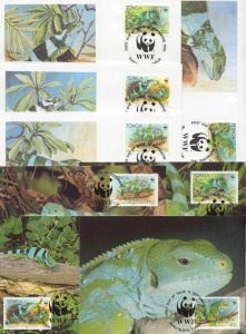 Tonga 8 FDC/cards WWF/Iguana 1990