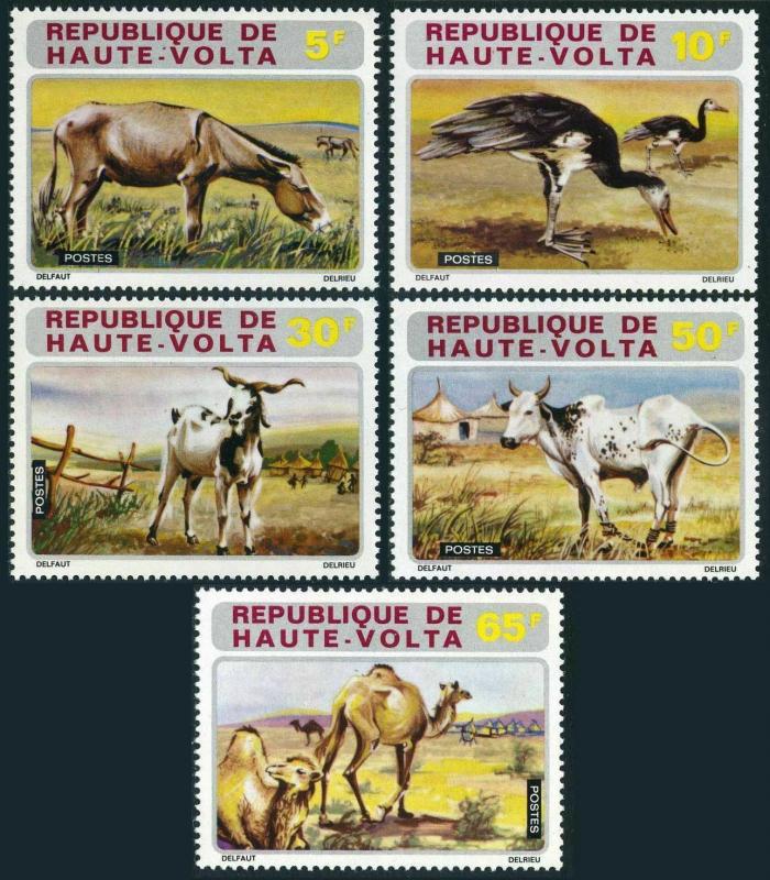 Burkina Faso 282-286,MNH.Mi 405-409. Domestic animals,1972.Donkeys,Geese,Cow,