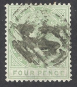 Tobago Sc# 19 Used (b) 1882 4p yellow green Queen Victoria