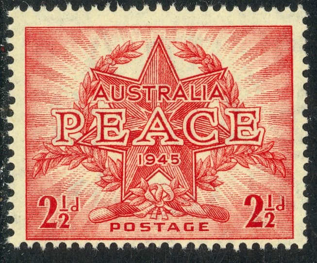 AUSTRALIA 1946 KGVI 2 1/2d WW2 PEACE AND VICTORY Sc 200 MNH