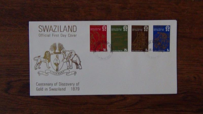 Swaziland 11 FDC 1976 1979 coins Gold Fußball Handicrafts Telephone Postfiliale