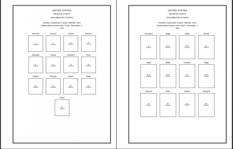 U.S.A. REVENUES STAMP ALBUM PAGES 1862-1995 (297 PDF digital pages)