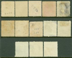 EDW1949SELL : USA 1890-93 Scott #219-20, 220a, 221-29 Used. Nice fronts Cat $279