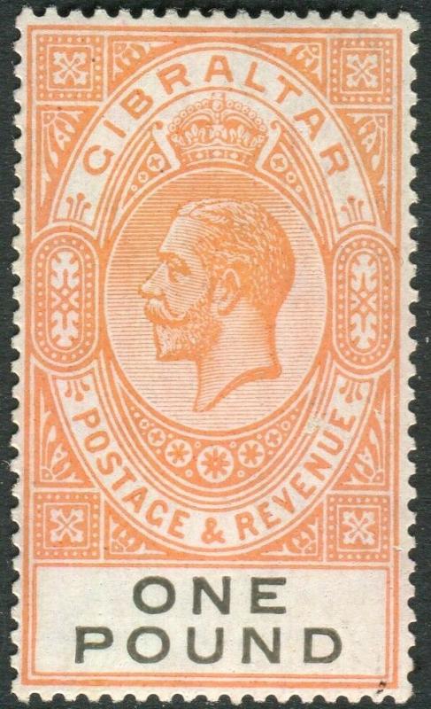 GIBRALTAR-1927 £1 Red-Orange & Black.  A lightly mounted mint example Sg 107