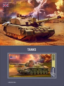 LIBERIA - 2022 - Tanks - Perf Souv Sheet #1  - Mint Never Hinged