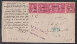 United States - Jun 1898 Coldwater, MI Registered Cover to Canada