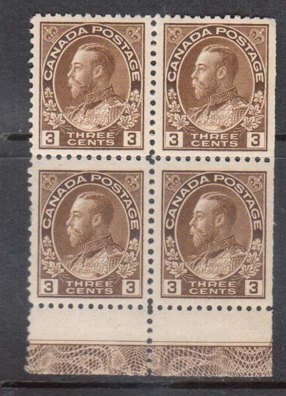 Canada #108 VF Mint Lathework B Block