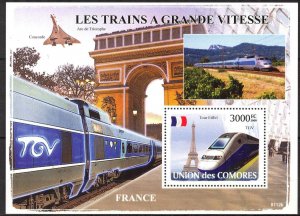 Comoro Islands 2008 Modern Trains TVG of France S/S MNH