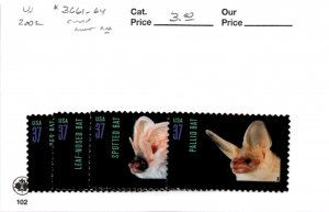 United States Postage Stamp, #3661-3664 Mint NH, 2002 Bat