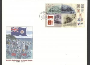 1997 Hong Kong Oversized FDC End of British Rule  Sc #792 S/S Limited Edition