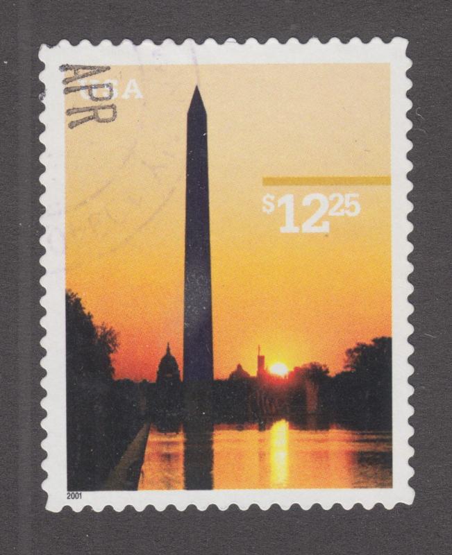 US Sc 3473 used. 2001 $12.25 Washington Monument, VF