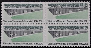 U.S.#2109 Vietnam Vets Memorial 20c Block of 4, MNH.