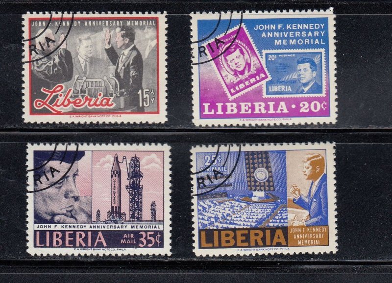 Liberia 1966 Scott 447-8,C173-4 set  Kennedey Anniversary memorial