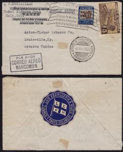 Colombia - 1925 - Scott #423, C102 on 1935 cvr to USA