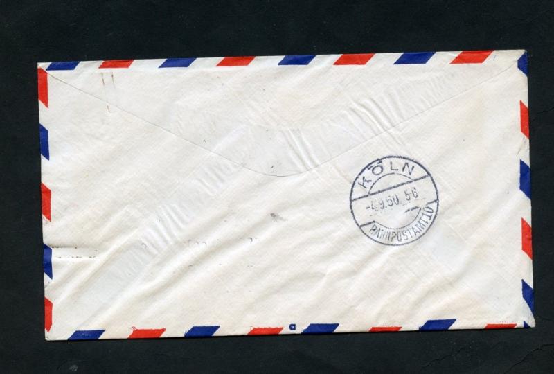 UNITED STATES 1950  1st AIRMAIL SERVICE  FAM 24  NY TO COLOGNE GER  FLIGHT COVER