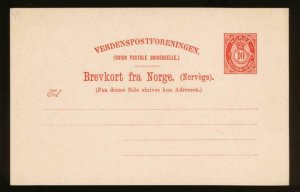 NORWAY Mi. P37 POSTAL STATIONERY POSTAL CARD 10o