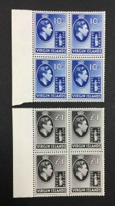 MOMEN: VIRGIN ISLANDS SG #120-121 BLOCKS 1947 MINT OG NH £80++ LOT #64204