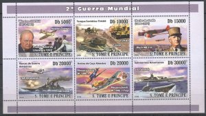 O0050 2008 Sao Tome & Principe World War Ii Wwii #3512-17 Michel 12 Euro 1Kb Mnh