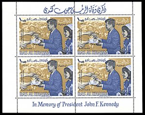 Ras al Khaima 163a-165a , MNH, 50th Birthday of J.F. Kennedy souvenir sheets