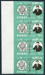 Dubai Michel 144B imperf strip/4,MNH. John F.Kennedy,22 NOVEMBER,1964.